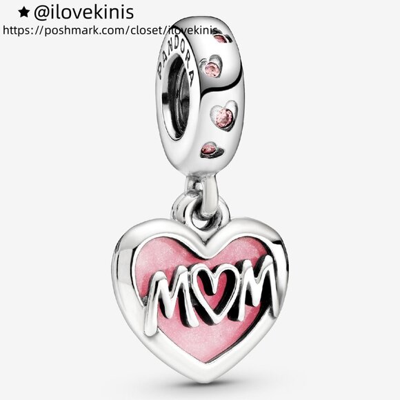 Pandora Mum sterling silver dangle with fancy fairy tale pink cubic zirconia - Picture 1 of 6